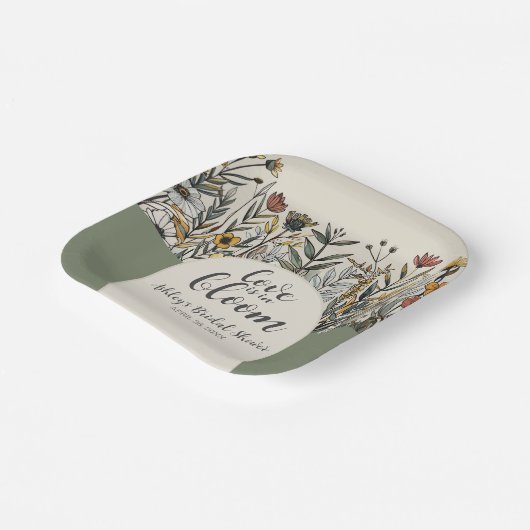 Liebe ist in Bloom - Boho Blume Brautparty Pappteller (Gewinkelt)