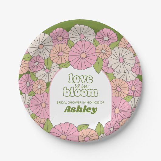 Liebe ist in Bloom - Boho Blume Brautparty Pappteller (Vorderseite)