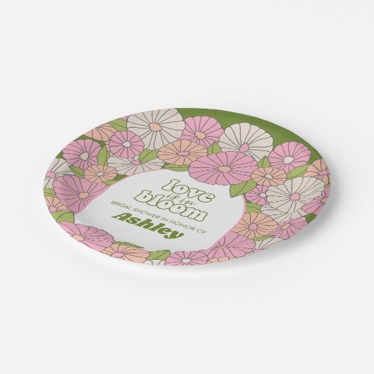 Liebe ist in Bloom - Boho Blume Brautparty Pappteller (Schrägansicht)