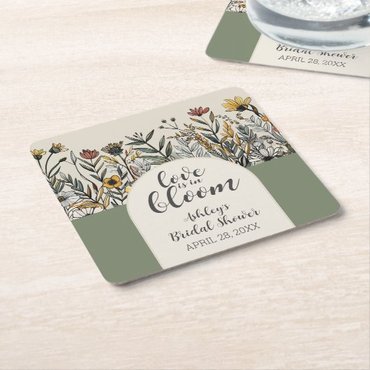 Liebe ist in Bloom - Boho Blume Brautparty Rechteckiger Pappuntersetzer (angewinkelt)