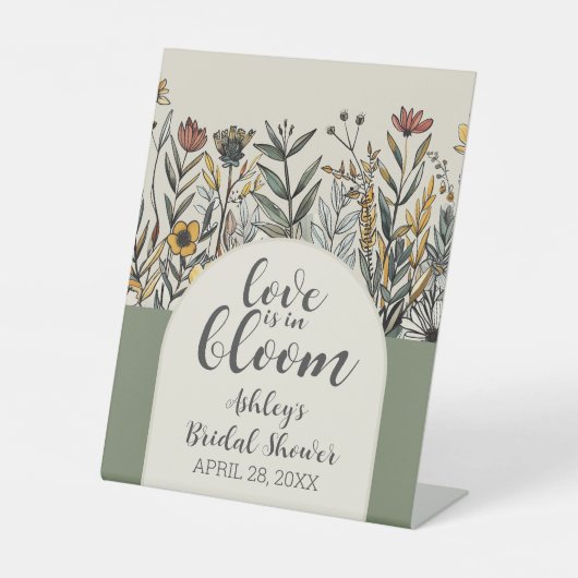 Liebe ist in Bloom - Boho Blume Brautparty Sockelschild (Vorderseite)