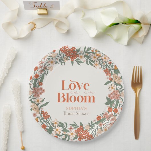 Liebe ist in Bloom Boho Wildblume Brautparty Pappteller (Hochzeit)