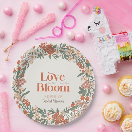 Liebe ist in Bloom Boho Wildblume Brautparty Pappteller (Party)