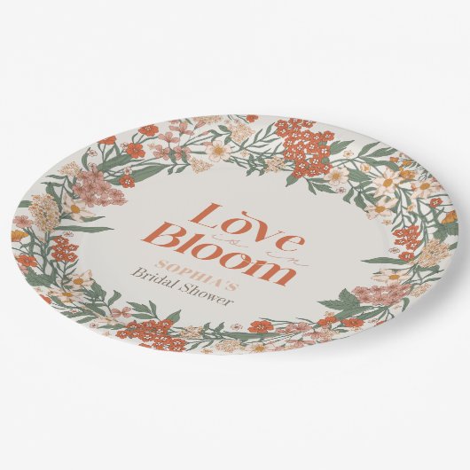 Liebe ist in Bloom Boho Wildblume Brautparty Pappteller (Schrägansicht)