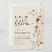 Liebe ist in Bloom Brautparty Beige rustikal Einladung (Vorderseite)