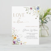 Liebe ist in Bloom Brautparty - Elegante Blumen Einladung (Stehend Vorderseite)