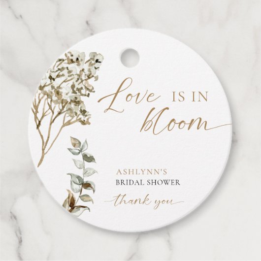 Liebe ist in Bloom Brautparty Pampas Grass Geschenkanhänger (Vorderseite)