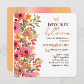 Liebe ist in Bloom Brautparty Pinks Peach Florals Einladung (Vorne/Hinten)