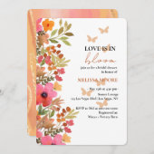 Liebe ist in Bloom Brautparty Pinks Peach Florals Einladung (Vorne/Hinten)