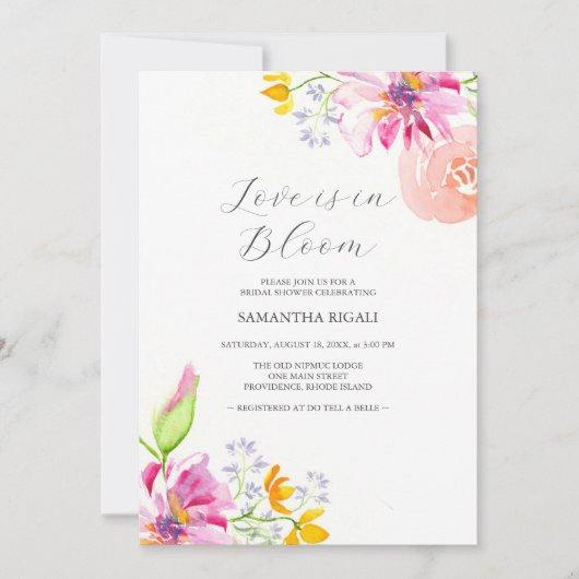 Liebe ist in Bloom Bridal Dusche Einladungen Rosa (Vorderseite)