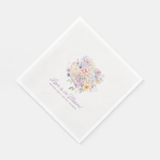 Liebe ist in Bloom Floral Brautparty Custom Serviette (Ecke)