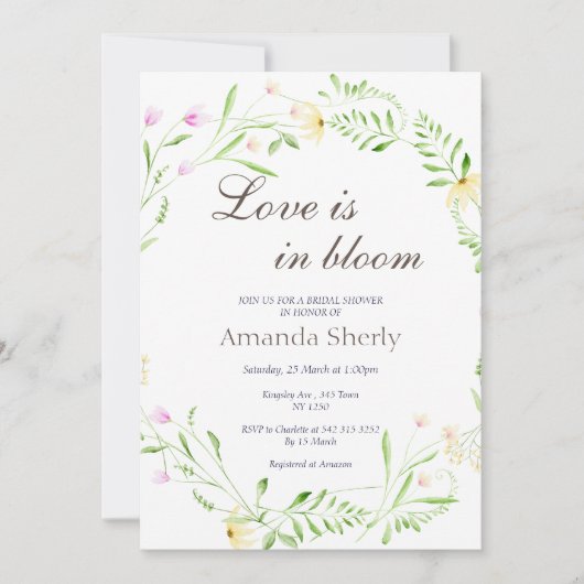 Liebe ist in Bloom Garden Bridal Dusche Einladung (Vorderseite)