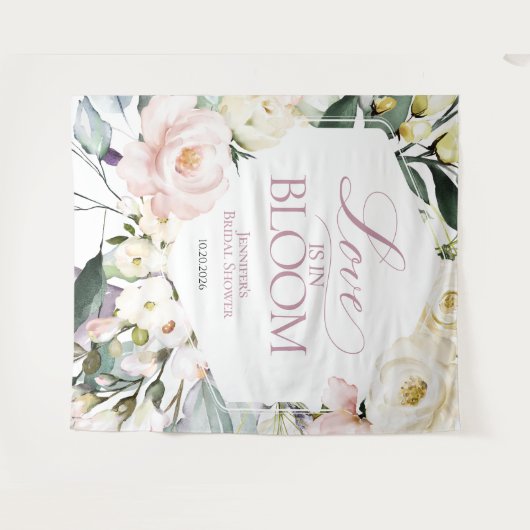 Liebe ist in Bloom | Hintergrund des Brautparty Wandteppich (Vorderseite (Horizontal))