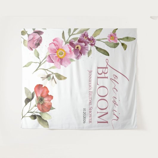 Liebe ist in Bloom | Hintergrund des Brautparty Wandteppich (Vorderseite (Horizontal))