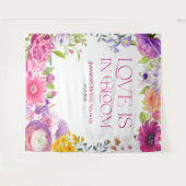 Liebe ist in Bloom | Hintergrund des Brautparty Wandteppich (Vorderseite (Horizontal))