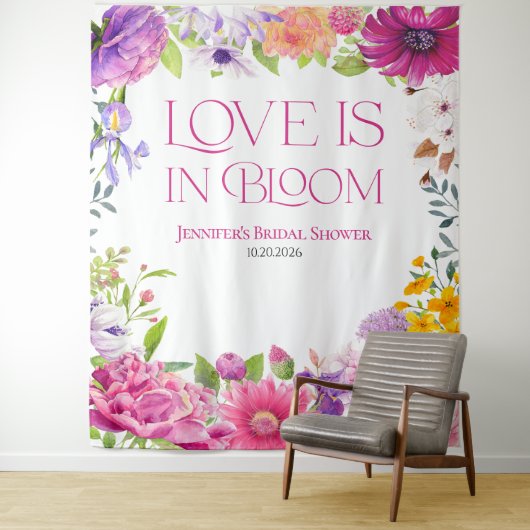 Liebe ist in Bloom | Hintergrund des Brautparty Wandteppich (Beispiel)