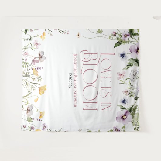 Liebe ist in Bloom | Hintergrund des Brautparty Wandteppich (Vorderseite (Horizontal))