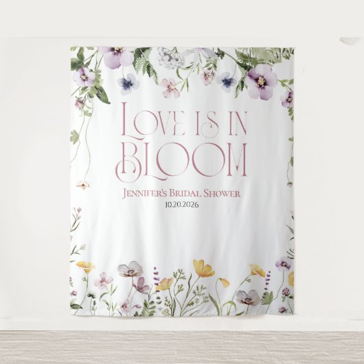 Liebe ist in Bloom | Hintergrund des Brautparty Wandteppich (Vorderseite)