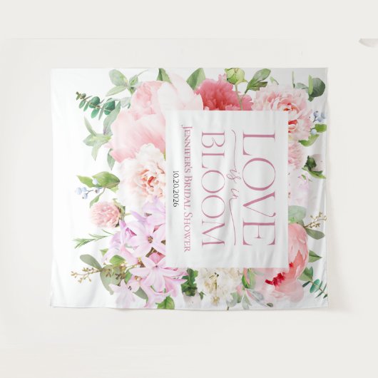 Liebe ist in Bloom | Hintergrund des Brautparty Wandteppich (Vorderseite (Horizontal))