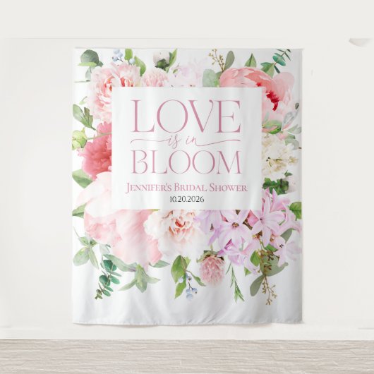 Liebe ist in Bloom | Hintergrund des Brautparty Wandteppich (Vorderseite)