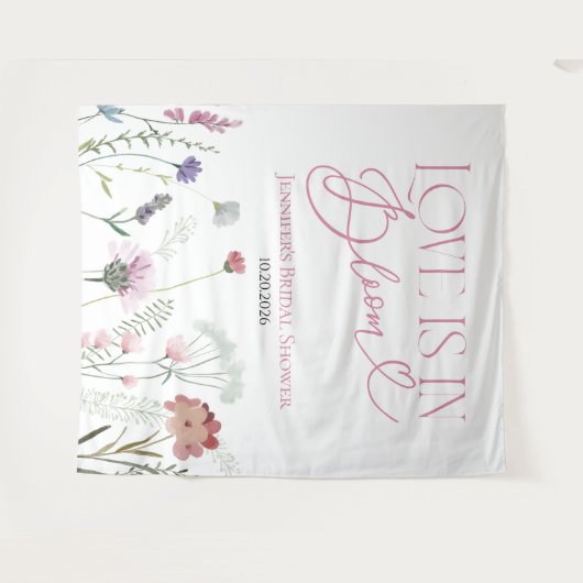 Liebe ist in Bloom | Hintergrund des Brautparty Wandteppich (Vorderseite (Horizontal))