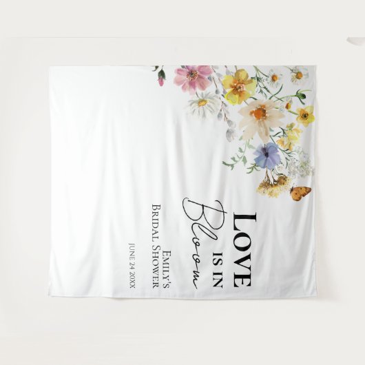 Liebe ist in Bloom | Hintergrund für Brautparty Wandteppich (Vorderseite (Horizontal))