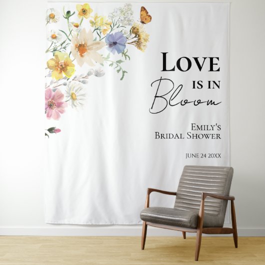 Liebe ist in Bloom | Hintergrund für Brautparty Wandteppich (Beispiel)