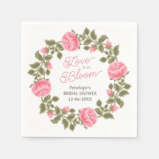 LIEBE IST IN BLOOM HÜBSCH PINK WILD-ROSE SERVIETTE (Vorderseite)