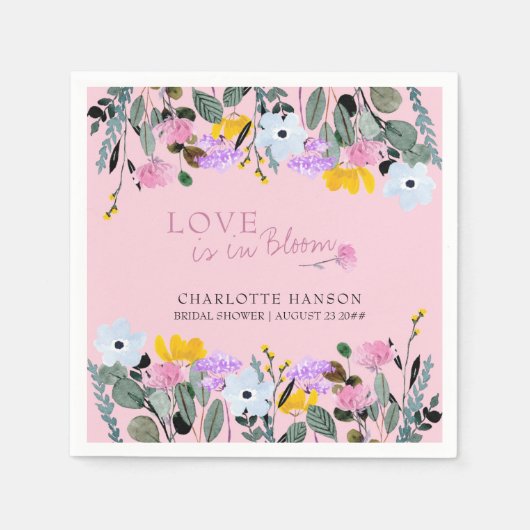 Liebe ist in Bloom Hübsche Wildblume Rasenfläche Serviette (Vorderseite)