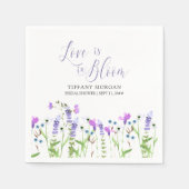 Liebe ist in Bloom Lila Wildblume Brautparty Serviette (Vorderseite)