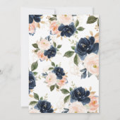 Liebe ist in Bloom Navy & Pink Blume Brautparty Einladung (Rückseite)