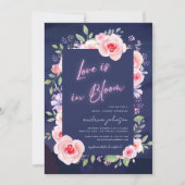 Liebe ist in Bloom Neon & Pink Floral Brautparty Einladung (Vorderseite)