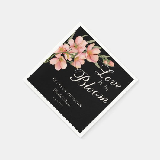 Liebe ist in Bloom Pink Cherry Blossom Brautparty Serviette (Ecke)