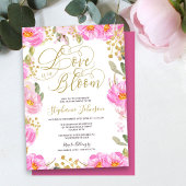 Liebe ist in Bloom Pink Gold Floral Brautparty Einladung