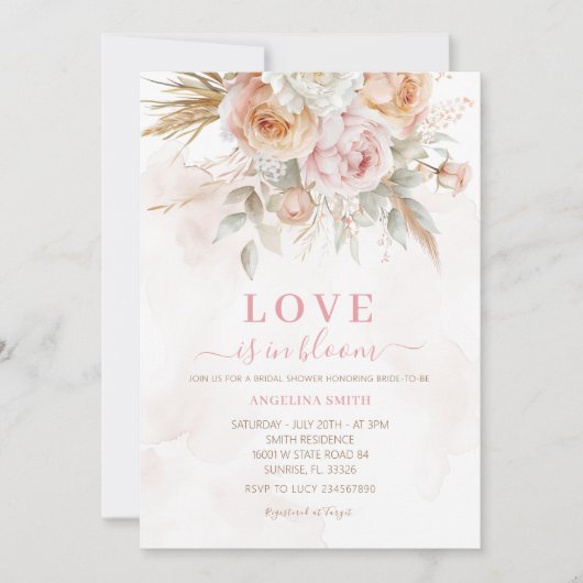 Liebe ist in Bloom Rustic Boho Brautparty Einladung (Vorderseite)