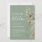 Liebe ist in Bloom Sage Green Brautparty Einladung (Vorderseite)