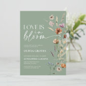 Liebe ist in Bloom Sage Green Brautparty Einladung (Stehend Vorderseite)