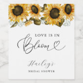Liebe ist in Bloom Sunflower Brautparty Weinetikett (Einzelnes Label)