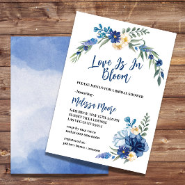 Liebe ist in Bloom Watercolor Royal Blue Blume Einladung