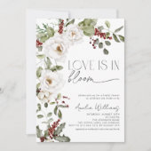 Liebe ist in Bloom White Blume Pine Winter Einladung (Vorderseite)