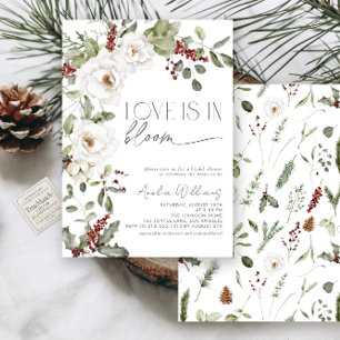 Liebe ist in Bloom White Blume Pine Winter Einladung