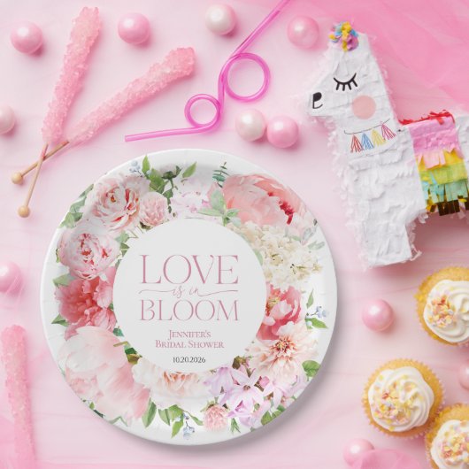 Liebe ist in Bloom | Wild Garden Frame Brautparty Pappteller (Party)