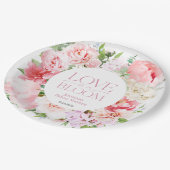 Liebe ist in Bloom | Wild Garden Frame Brautparty Pappteller (Schrägansicht)
