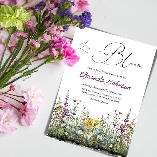 Liebe ist in Bloom Wildblume Blumenkohl Brautparty Einladung