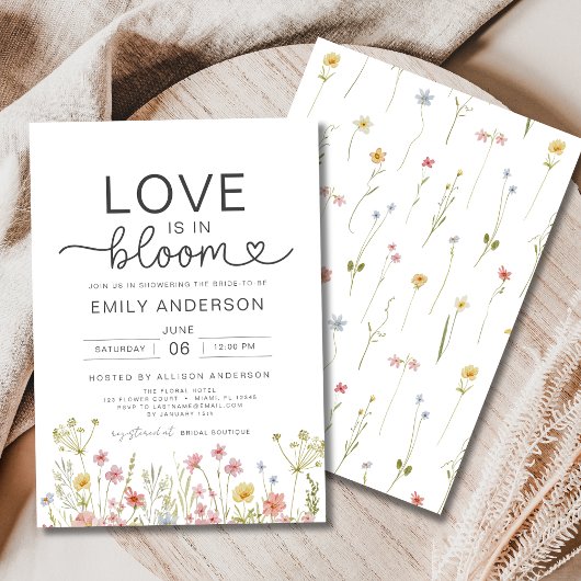 Liebe ist in Bloom Wildblume Blumenkohl Brautparty Einladung