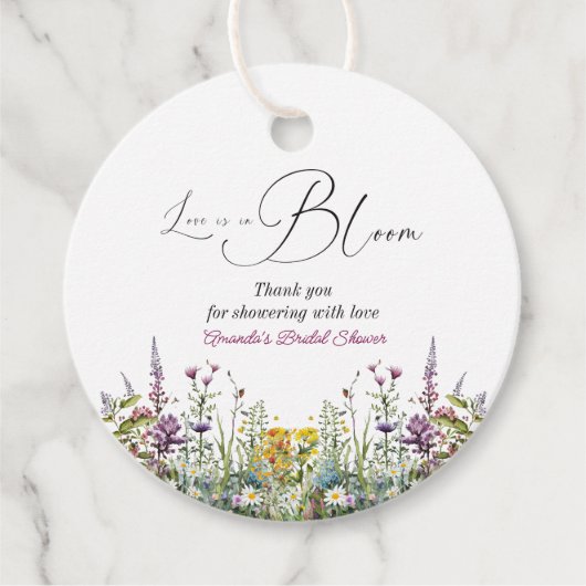 Liebe ist in Bloom Wildblume Blumenkohl Brautparty Geschenkanhänger (Vorderseite)