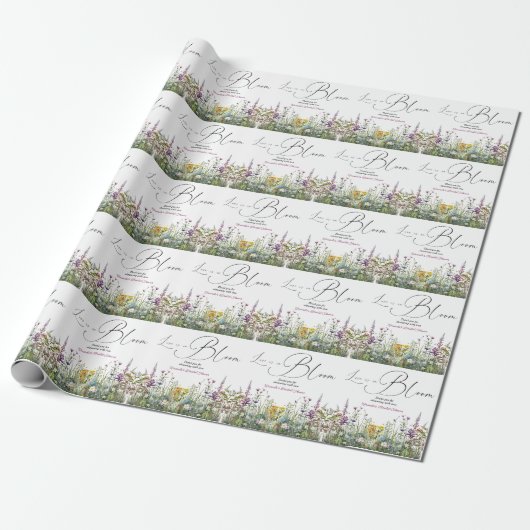 Liebe ist in Bloom Wildblume Blumenkohl Brautparty Geschenkpapier (Ungerollt)
