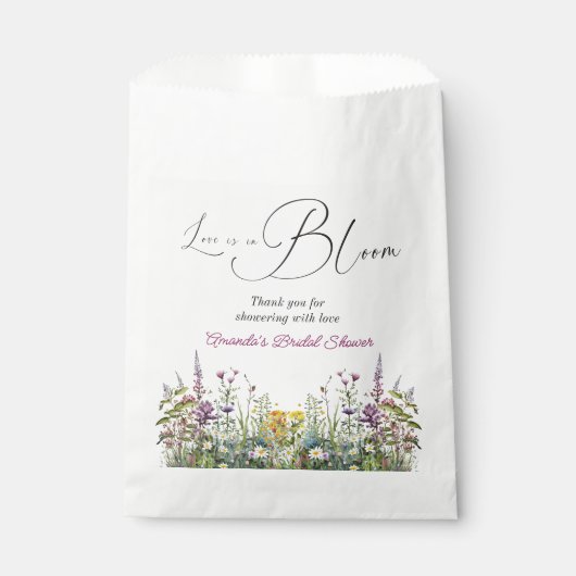 Liebe ist in Bloom Wildblume Blumenkohl Brautparty Geschenktütchen (Vorderseite)
