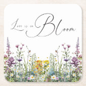 Liebe ist in Bloom Wildblume Blumenkohl Brautparty Rechteckiger Pappuntersetzer (Vorderseite)