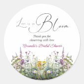 Liebe ist in Bloom Wildblume Blumenkohl Brautparty Runder Aufkleber (Vorderseite)